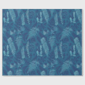 Ferns in Blue Wrapping Paper Cadeaupapier (Vlak)