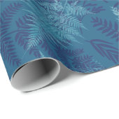 Ferns in Blue Wrapping Paper Cadeaupapier (Rol Hoek)