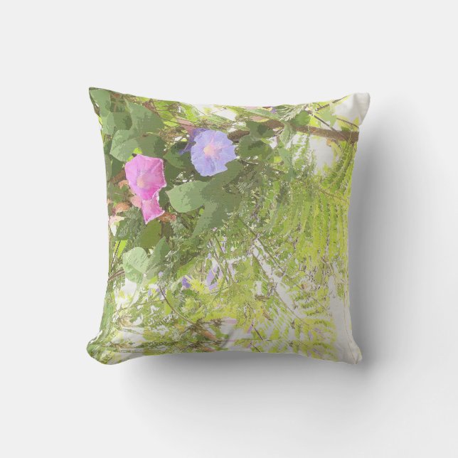 Ferns & Morning Glory Pillow Kussen (Voorkant)