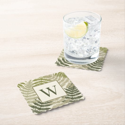 Ferns Pattern Custom Monogram Kartonnen Onderzetters (Insitu)