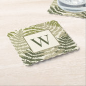 Ferns Pattern Custom Monogram Kartonnen Onderzetters (Gebogen)