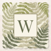 Ferns Pattern Custom Monogram  Kartonnen Onderzetters (Voorkant)