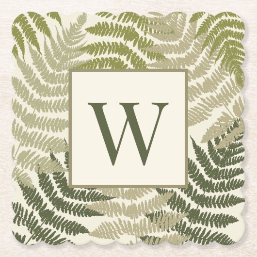 Ferns Pattern Custom Monogram Kartonnen Onderzetters (Voorkant)
