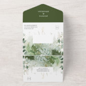 Ferns Succulents Greenery Wedding All In One Uitnodiging (Buitenkant)