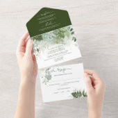 Ferns Succulents Greenery Wedding All In One Uitnodiging (Afscheurbaar)