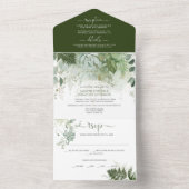 Ferns Succulents Greenery Wedding All In One Uitnodiging (Binnen)