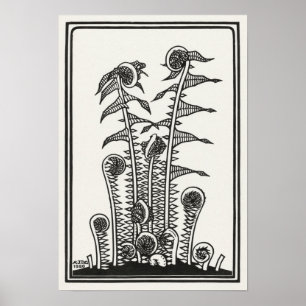 Ferns van Julie de Graag Art Nouveau Poster