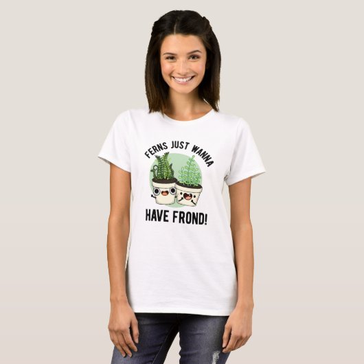 Ferns wil gewoon een Plant met een schijn rond T-shirt (Voorkant volledig)