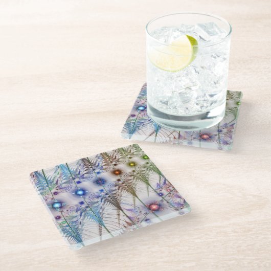 Ferns'N Flowers Abstract Glazen Onderzetter (Schuin)