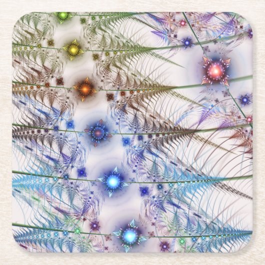 Ferns'N Flowers Abstract Kartonnen Onderzetters (Voorkant)