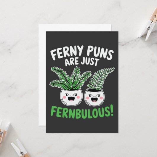 Ferny Puns – Fernbulous! Funny Plant Design Kaart (Voorkant / Achterkant in situ)