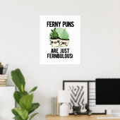Ferny Puns is gewoon Fernbulous Funny Plant Pun Poster (Thuiskantoor)