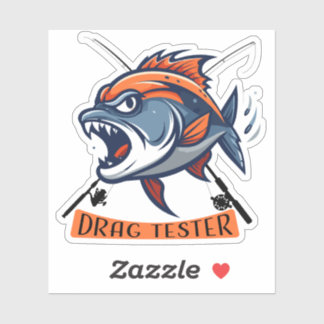 Ferocious Fish Illustration "Drag Tester" Sticker