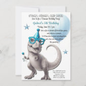 Ferocious T-Rex Dinosaur Birthday Party Invitation Kaart (Voorkant)