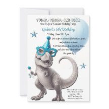 Ferocious T-Rex Dinosaur Birthday Party Invitation