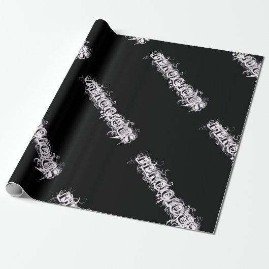 FEROCIOUS Tattoo Stijl Lettertype Cadeaupapier (Uitgerold)
