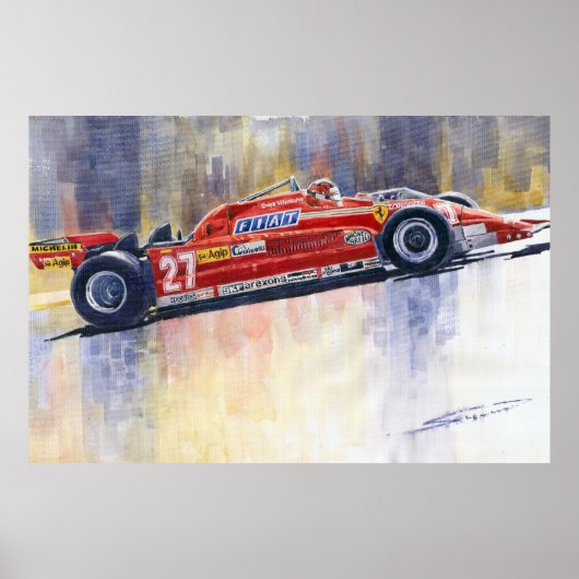 Ferrari 126 CK Gilles Villeneueve Spaans GP 1981 Poster (Voorkant)