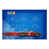 Ferrari 156 Sharknose Blueprint Perfect Poster (Voorkant)