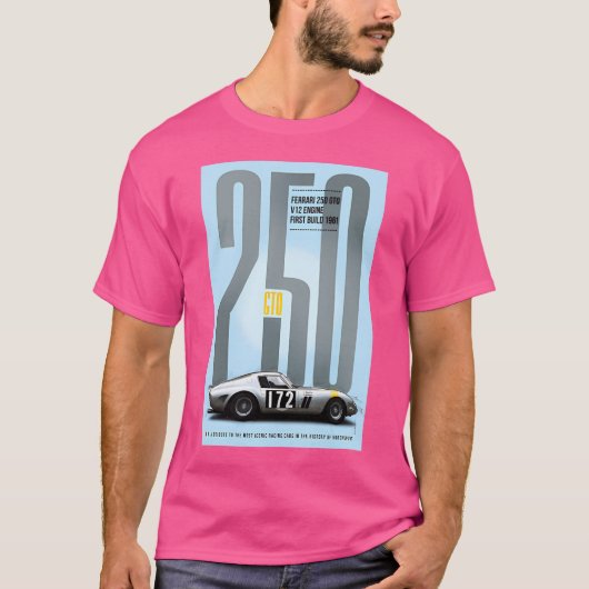 Ferrari 250GTO Zilver Tribute T-shirt (Voorkant)
