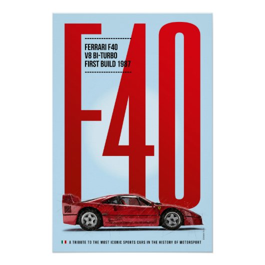 Ferrari F40 Tribute Perfect Poster (Voorkant)