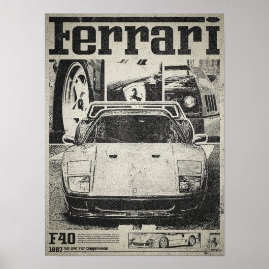 Ferrari F40 vintage poster (Voorkant)