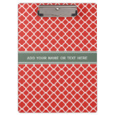 Ferrari Rood en Wit Marokkaans: Quatrefoil Patroon Klembord (Voorkant)