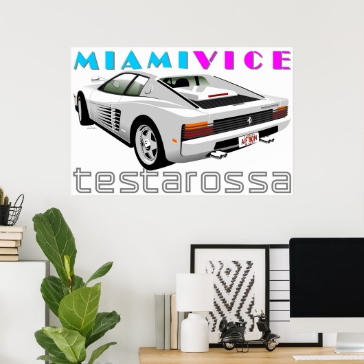 Ferrari Testarossa van Miami Vice Poster (Thuiskantoor)