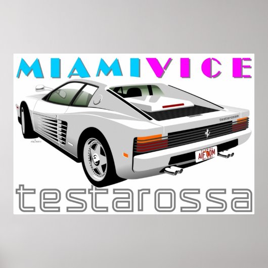 Ferrari Testarossa van Miami Vice Poster (Voorkant)