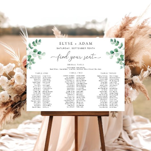 Ferras Greenery 3 Banquet Seat Chart Schuimbord Poster