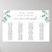 Ferras Greenery 4 Banquet Table Seating Chart Poster (Voorkant)