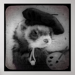 Ferret als kunstenaar poster