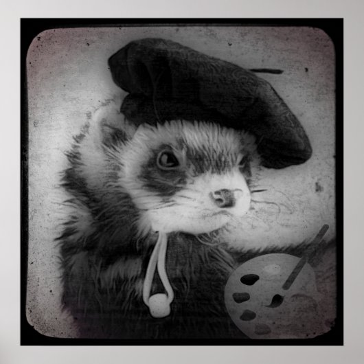 Ferret als kunstenaar poster (Voorkant)