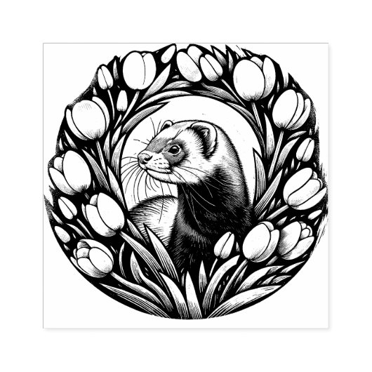 Ferret Art schattige fretten design leuk Rubberstempel (Afrduk)