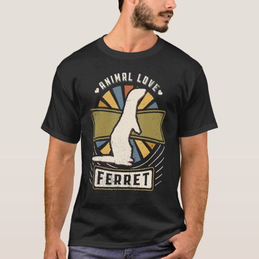 Ferret Classic Retro Animal T-shirt (Voorkant)