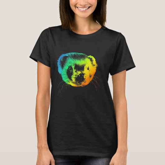Ferret Colorful Rainbow Retro T-shirt (Voorkant)