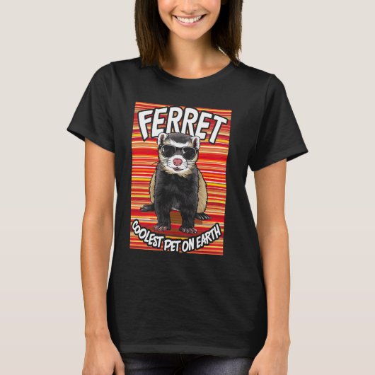 Ferret Coolest Pet On Earth Retro Zonnebril Grappi T-shirt (Voorkant)