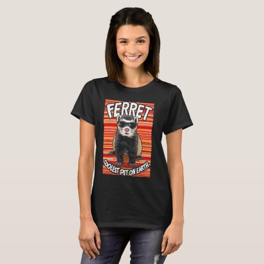 Ferret Coolest Pet On Earth Retro Zonnebril Grappi T-shirt (Voorkant volledig)