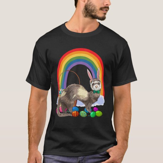 Ferret Cute Easter Eggs Bunny T-shirt (Voorkant)