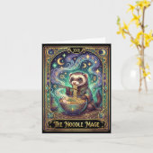 Ferret Eating Ramen Tarot Card Japanese Kawaii Pet Kaart (Gele Bloem)