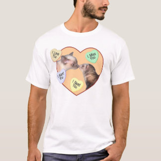 Ferret en Cat in het hart T-shirt