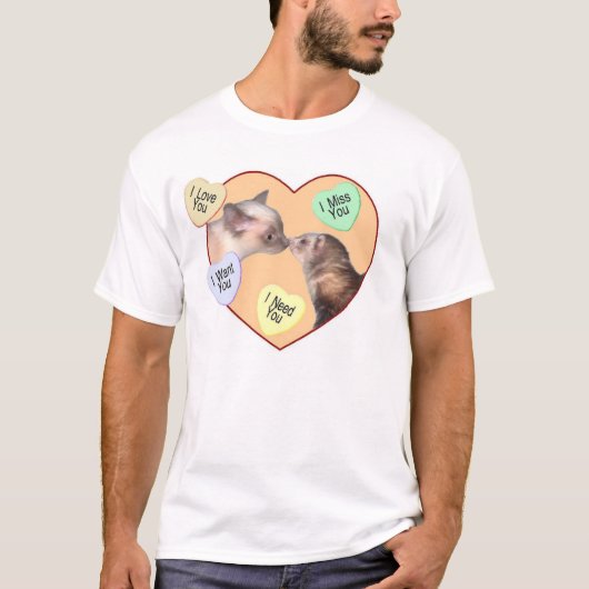 Ferret en Cat in het hart T-shirt (Voorkant)