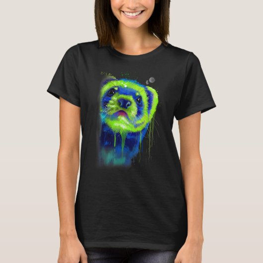 Ferret Face Graphics Hand Drawn Splash Art Ferret T-shirt (Voorkant)