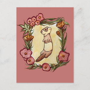 Ferret Floral Natuur Fretten Briefkaart