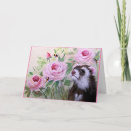 Ferret & Flowers Blank Wenskaart Bedankkaart