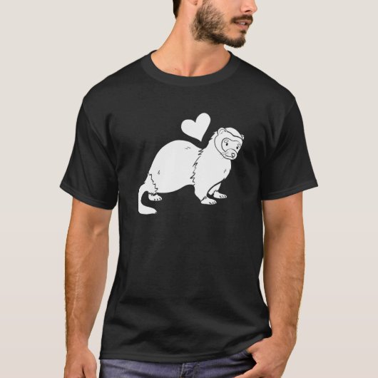 Ferret Heart - Furry Animal Weasel Ferret T-shirt (Voorkant)