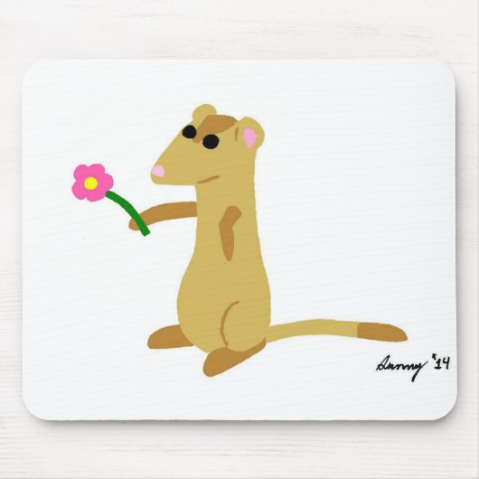 Ferret Holding A Flower Mousepad Muismat (Voorkant)