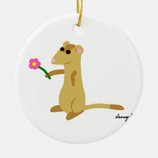 Ferret Holding a Flower Orname Keramisch Ornament (Voorkant)