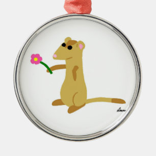 Ferret Holding a Flower Orname Metalen Ornament