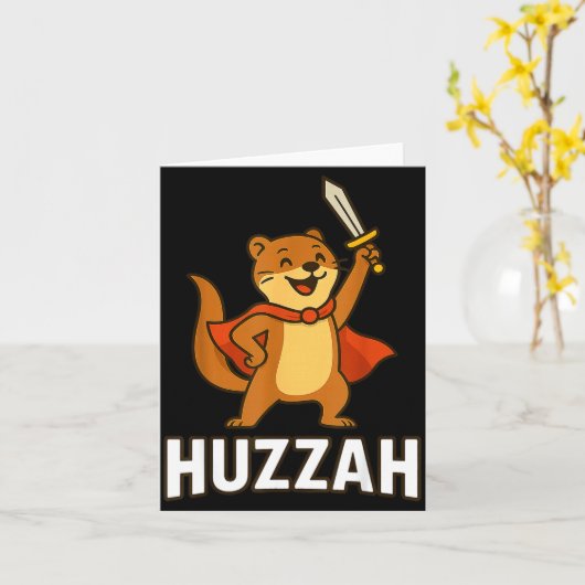 Ferret Huzzah Knight Sword Funny For Men Women Kid Kaart (Gele Bloem)