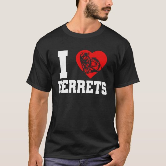 Ferret I Heart Ferrets T-shirt (Voorkant)